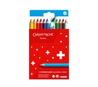 Akvarellfargeblyanter Caran D'Ache Swisscolor Maxi, 12 stk