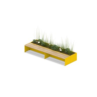 MeetUp blomsterkasse med lang sittebenk
