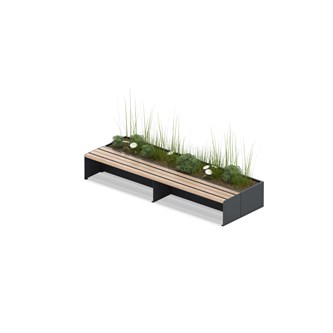 MeetUp blomsterkasse med lang sittebenk