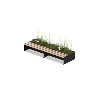 MeetUp blomsterkasse med lang sittebenk