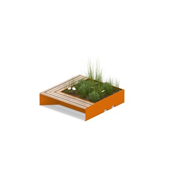 MeetUp blomsterkasse med sittebenk i vinkel