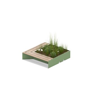 MeetUp blomsterkasse med sittebenk i vinkel