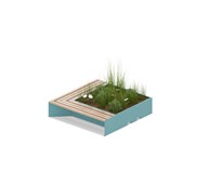 MeetUp blomsterkasse med sittebenk i vinkel