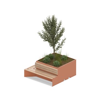 MeetUp blomsterkasse hjørne med sittebenk