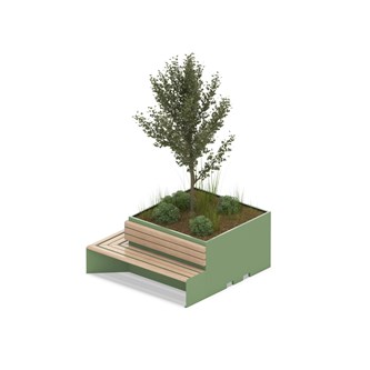 MeetUp blomsterkasse hjørne med sittebenk