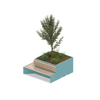 MeetUp blomsterkasse hjørne med sittebenk