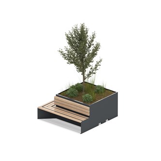 MeetUp blomsterkasse hjørne med sittebenk