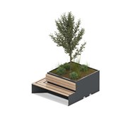 MeetUp blomsterkasse hjørne med sittebenk