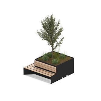 MeetUp blomsterkasse hjørne med sittebenk