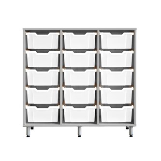 Svea oppbevaring 15 kasser B104xD45xH100 cm lys grå