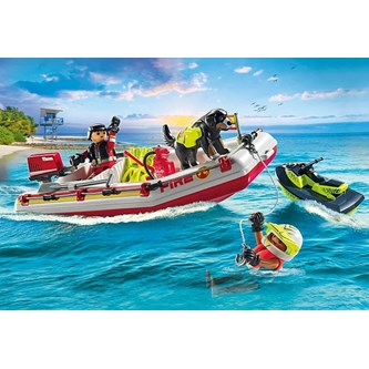 Playmobil brannbåt med vannscooter