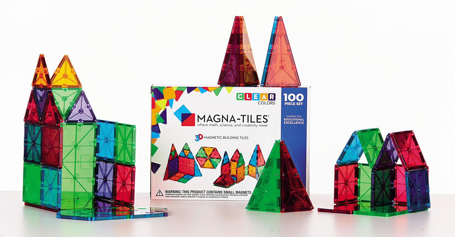 Magna Tiles transparent byggesett 100 deler Lekolar Norge