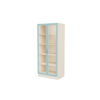 Fixa materialskap 2 glassdører 3:5 D58 hvitpigmentert