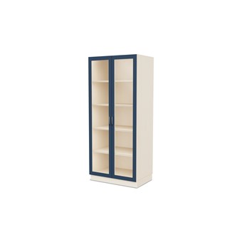 Fixa materialskap 2 glassdører 3:5 D58 hvitpigmentert