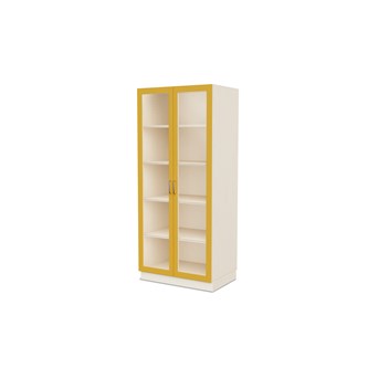 Fixa materialskap 2 glassdører 3:5 D58 hvitpigmentert