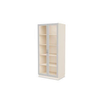 Fixa materialskap 2 glassdører 3:5 D58 hvitpigmentert