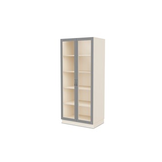Fixa materialskap 2 glassdører 3:5 D58 hvitpigmentert