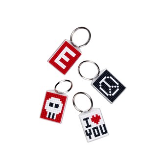 Pixel nøkkelring plate 10 stk
