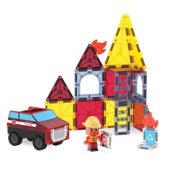 Magna-Tiles brannbil med figur