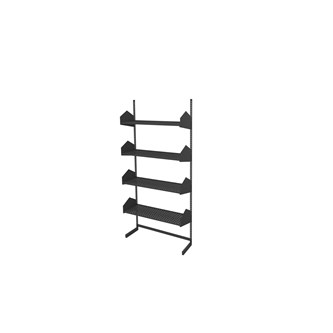 Wille bibliotek L-stativ 90 cm 4 metallhyller