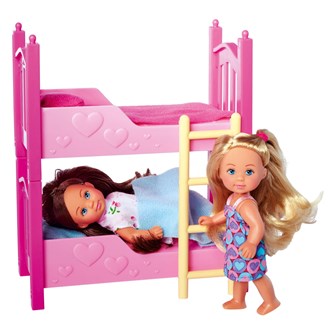 Køyeseng med 2 dukker