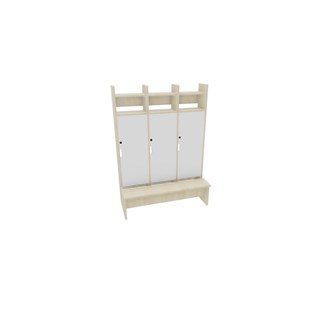 Norden 28 garderobe 3-roms med sittebenk gulvmodell bjørk med dør