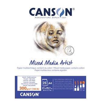 Maleblokk Canson Mixed Media 300 g A4