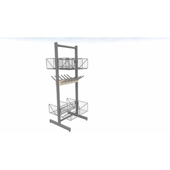 Wille frittstående 3+2 rom trådhylle 60 cm inkl støvellist 6 pinner