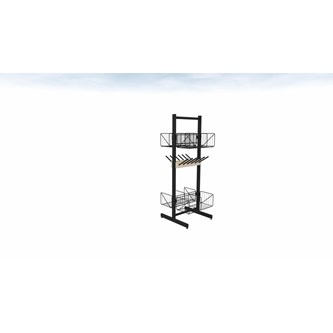 Wille frittstående 3+2 rom trådhylle 60 cm inkl støvellist 6 pinner