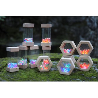 Lysende sekskanter med perler 6 stk
