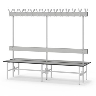 Novis Compact dobbel sittebenk 200 cm lysegrått stativ