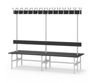 Novis Compact dobbel sittebenk 200 cm lysegrått stativ