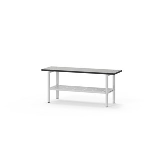 Novis Compact sittebenk med skohylle 100 cm lysegrått stativ