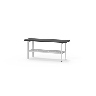 Novis Compact sittebenk med skohylle 100 cm lysegrått stativ