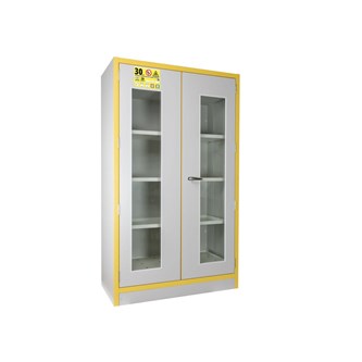 Kjemikalieskap F30 glassdør brannklassifisert B111,5xD55xH198 cm