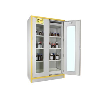 Kjemikalieskap F30 glassdør brannklassifisert B111,5xD55xH198 cm