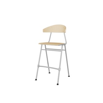 Stol Embrace 4-ben SH65 cm stort sete sølv ben
