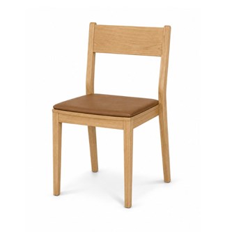 Stol Use med polstret sete, klarlakkert eik
