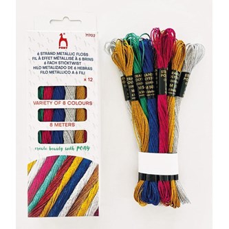 Mouliné broderigarn metallic miks 12 stk