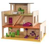 Playwood stort dukkehus med møbler til 4 rom
