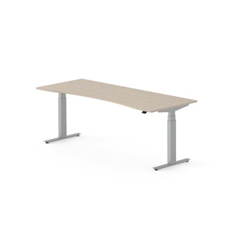 Skrivebord Work FSC BX T-E mageutskjæring 200x80 cm sølvfarget stativ