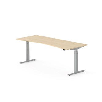 Skrivebord Work FSC BX T-E mageutskjæring 200x80 cm sølvfarget stativ