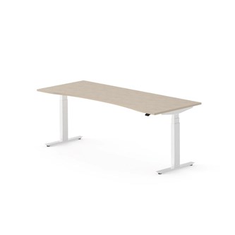 Skrivebord Work FSC BX T-E mageutskjæring 200x80 cm hvitt stativ
