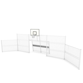 Arena 2423 mål med basketkurv og høye vegger