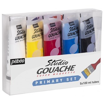 Studio Gouache primærfarger 5x100 ml