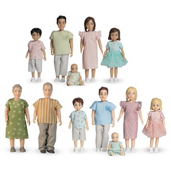 Lundby dukkefamilie generasjoner 12 stk
