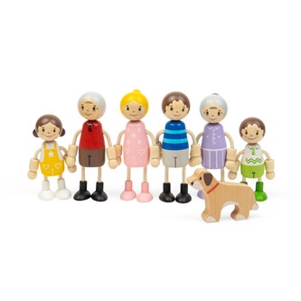 Dukkefamilie med tre generasjoner 7 deler