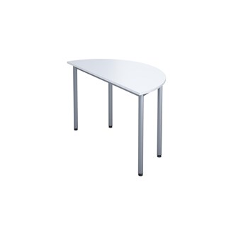 Bord 12:38 FSC akustikk optimal laminat halvrundt 120-60 cm sølv