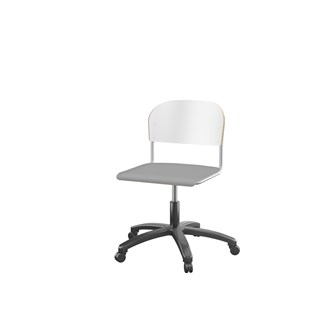 Stol Matte FSC 38/51 cm gas SS sølv m/hjul