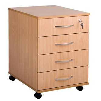 Skuffeseksjon med hjul 4 skuffer låsbar